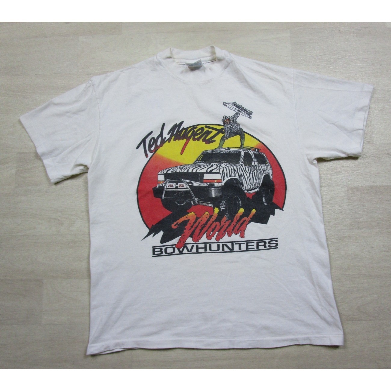 Vintage Ted Nugent T Shirt (L) World Bowhunters 1994 Autographic Band Concert